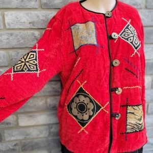 Red Tapestry patchwork jacket